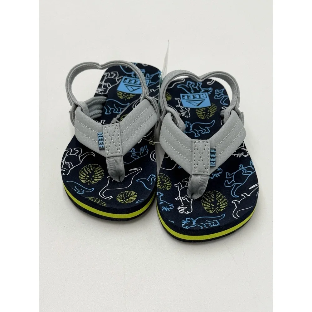 Reef Toddler Little Ahi Water Friendly Dino Flip Flop Boys Girls Size 10 New